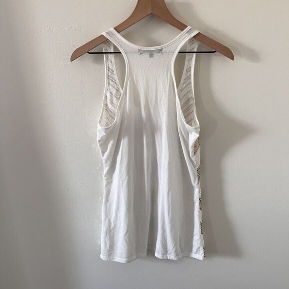 Almost Famous Women's Large Tank Top with sequins Cream Chevron Racerback Medium - Picture 5 of 5